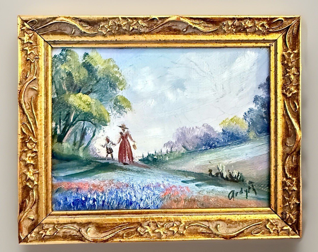 Ardyth Haecker Oil Canvas Board Bluebonnet Texas Field Miniature Signed Painting - AntiquesEtceteraArdyth Haecker Oil Canvas Board Bluebonnet Texas Field Miniature Signed PaintingOriginal Signed ArtAntiquesEtceteraAntiquesEtcetera