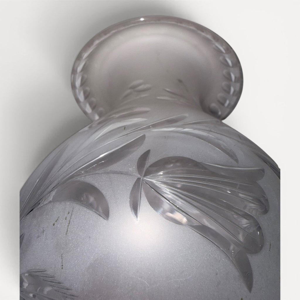 Argand Lamp Shade Blown, Cut, Engraved Glass Mushroom Style 7.5" w/ 3.25" FitterAntiquesEtcetera