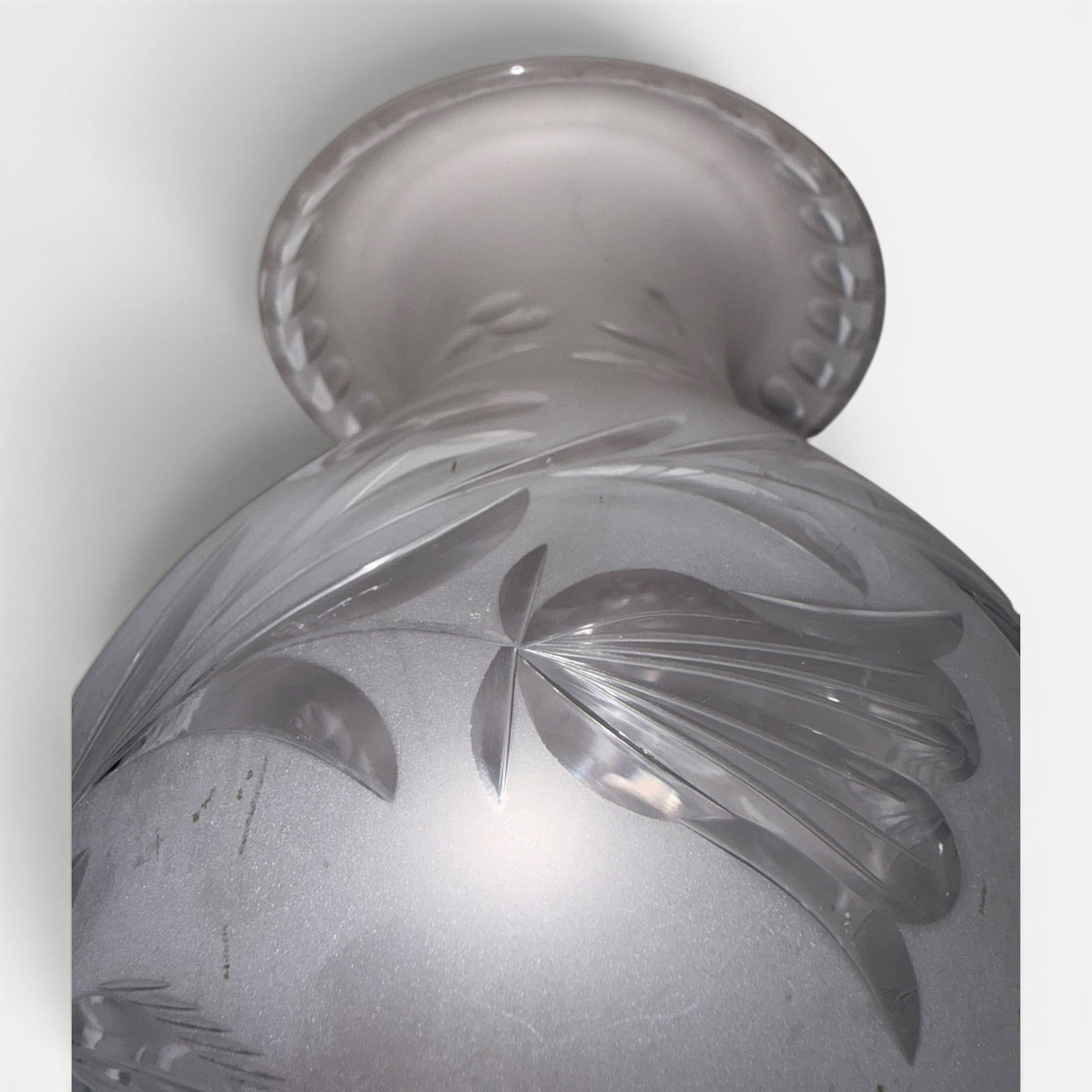 Argand Lamp Shade Blown, Cut, Engraved Glass Mushroom Style 7.5" w/ 3.25" FitterAntiquesEtcetera