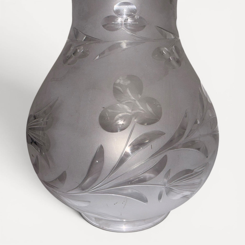 Argand Lamp Shade Blown, Cut, Engraved Glass Mushroom Style 7.5" w/ 3.25" FitterAntiquesEtcetera