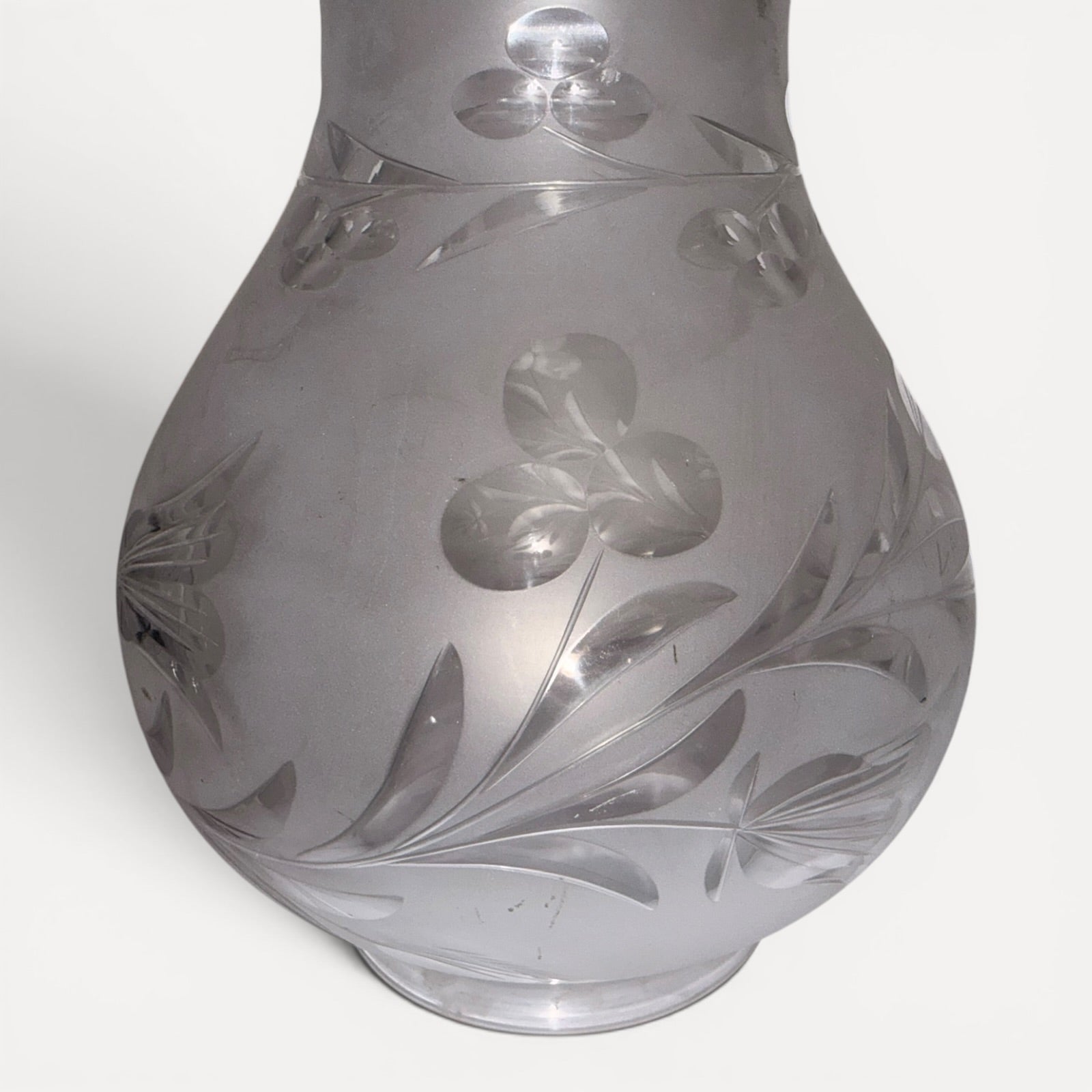 Argand Lamp Shade Blown, Cut, Engraved Glass Mushroom Style 7.5" w/ 3.25" FitterAntiquesEtcetera