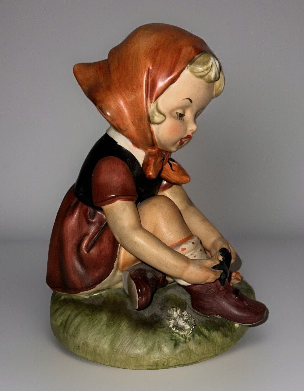 Arnart Figurine Girl Lacing Shoe Erich Stauffer S8248 Adorable Hummel Style - AntiquesEtceteraArnart Figurine Girl Lacing Shoe Erich Stauffer S8248 Adorable Hummel StyleArnart CreationAntiquesEtcetera