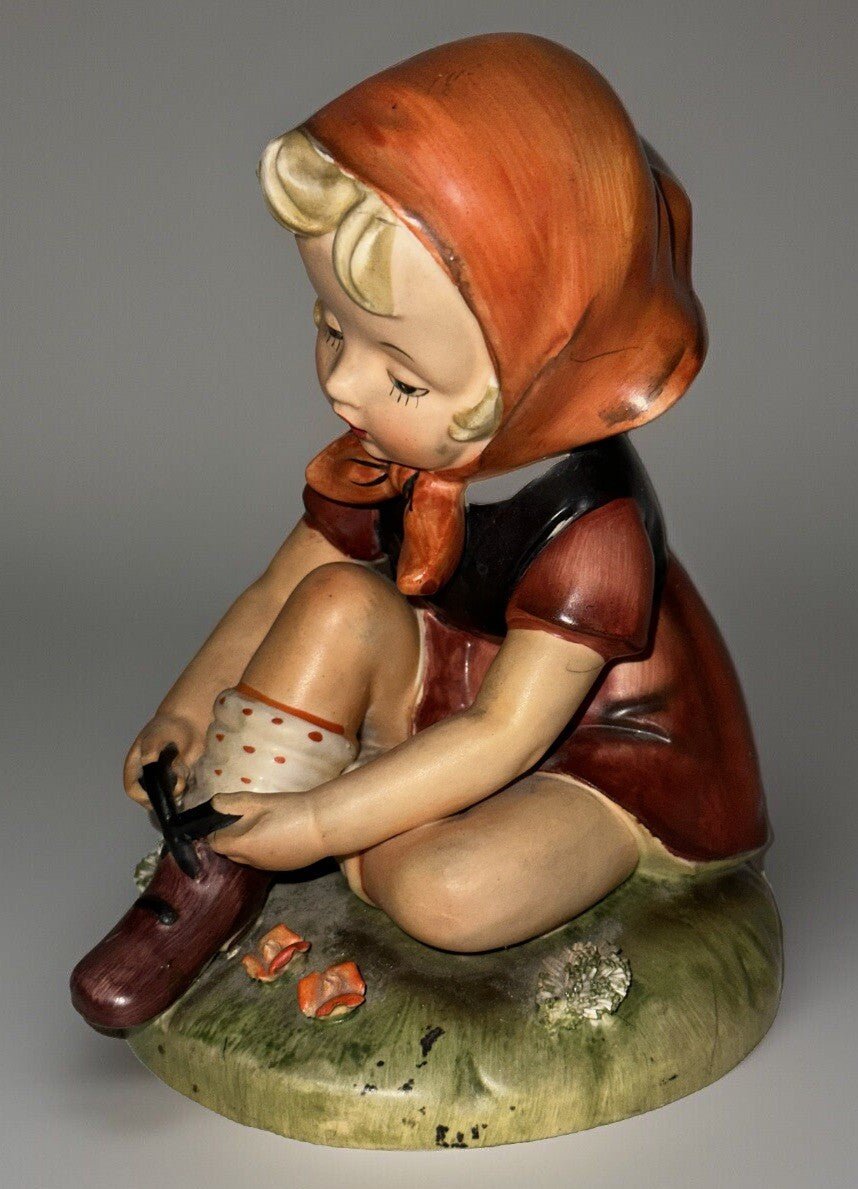Arnart Figurine Girl Lacing Shoe Erich Stauffer S8248 Adorable Hummel Style - AntiquesEtceteraArnart Figurine Girl Lacing Shoe Erich Stauffer S8248 Adorable Hummel StyleArnart CreationAntiquesEtcetera