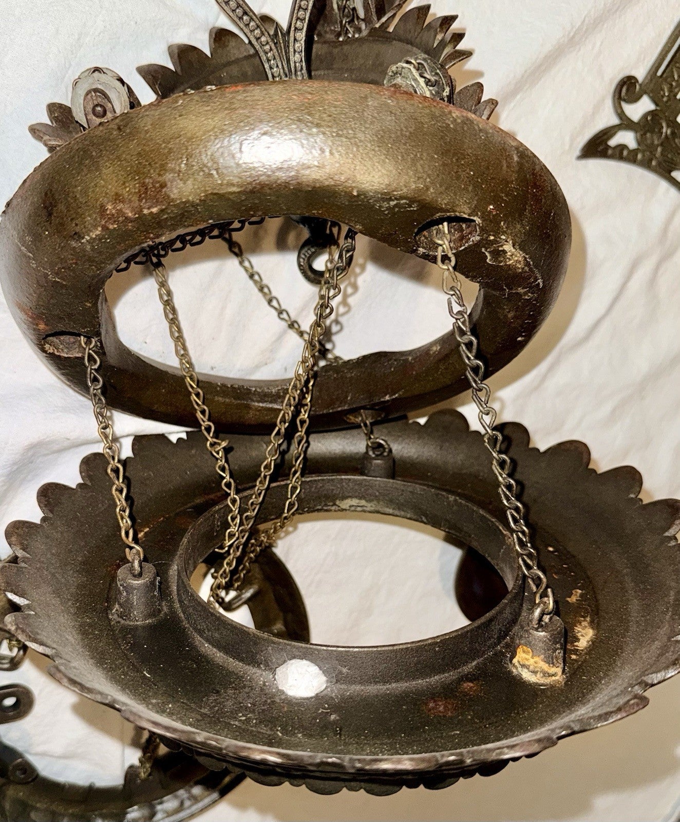 Art Deco 1870s Cast Iron Horse Oil Lamp Frame Ornate w/ Chains & Pulleys Antique - AntiquesEtceteraArt Deco 1870s Cast Iron Horse Oil Lamp Frame Ornate w/ Chains & Pulleys AntiqueAntiquesEtceteraAntiquesEtcetera