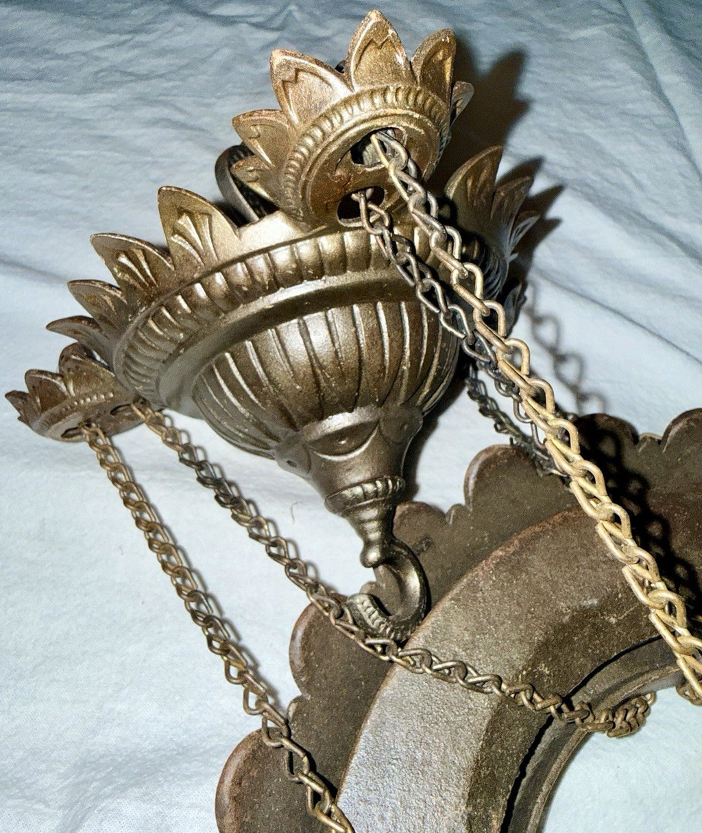 Art Deco 1870s Cast Iron Horse Oil Lamp Frame Ornate w/ Chains & Pulleys Antique - AntiquesEtceteraArt Deco 1870s Cast Iron Horse Oil Lamp Frame Ornate w/ Chains & Pulleys AntiqueAntiquesEtceteraAntiquesEtcetera