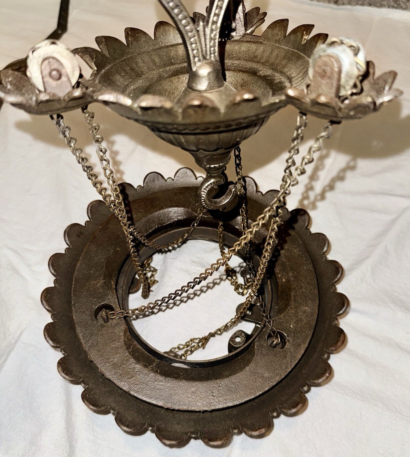 Art Deco 1870s Cast Iron Horse Oil Lamp Frame Ornate w/ Chains & Pulleys Antique - AntiquesEtceteraArt Deco 1870s Cast Iron Horse Oil Lamp Frame Ornate w/ Chains & Pulleys AntiqueAntiquesEtceteraAntiquesEtcetera