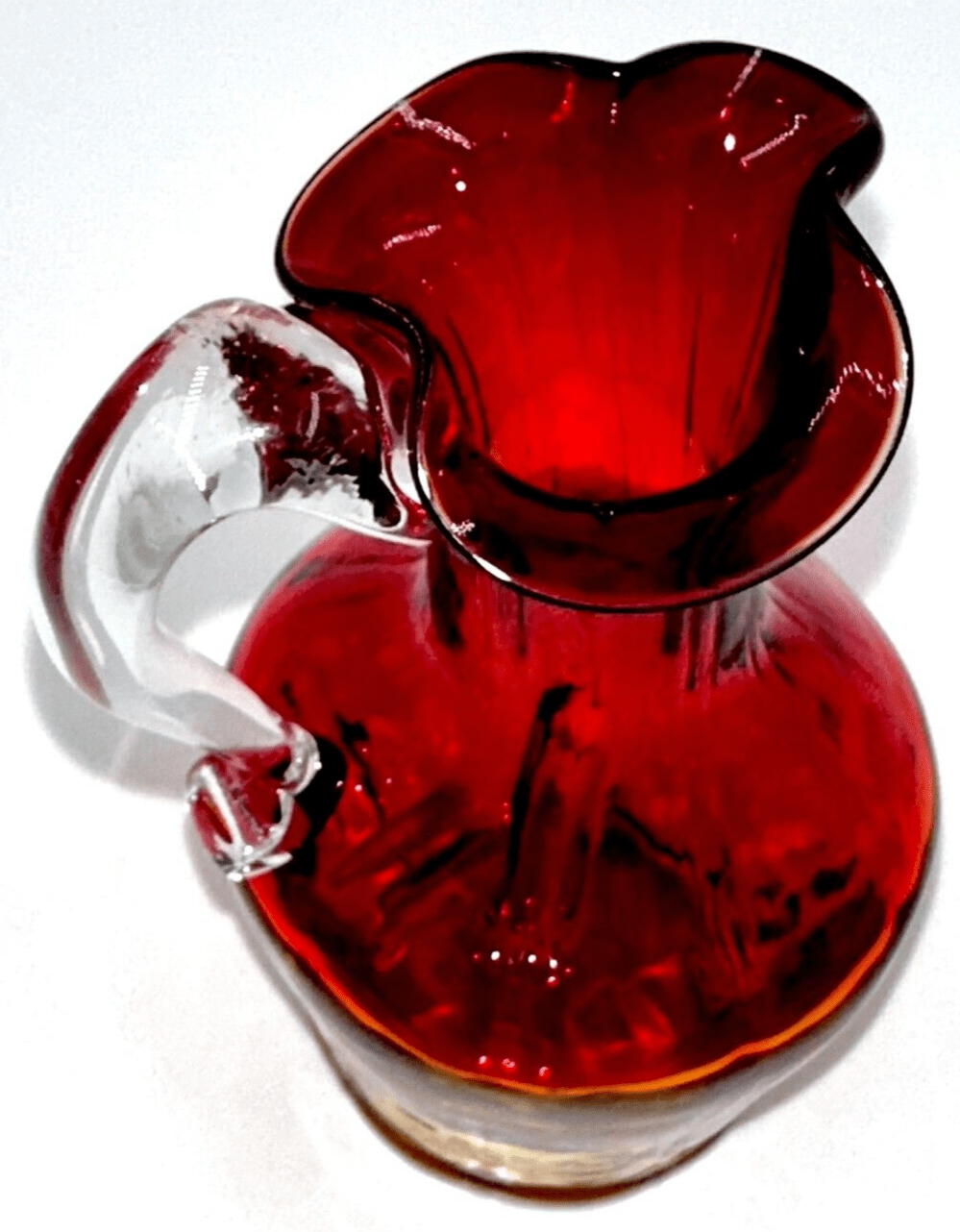 Art Deco Amberina Panel Optic Cruet Stopper Applied Handle 6 3/8" Antique Glass - AntiquesEtceteraArt Deco Amberina Panel Optic Cruet Stopper Applied Handle 6 3/8" Antique GlassAntiquesEtceteraAntiquesEtcetera