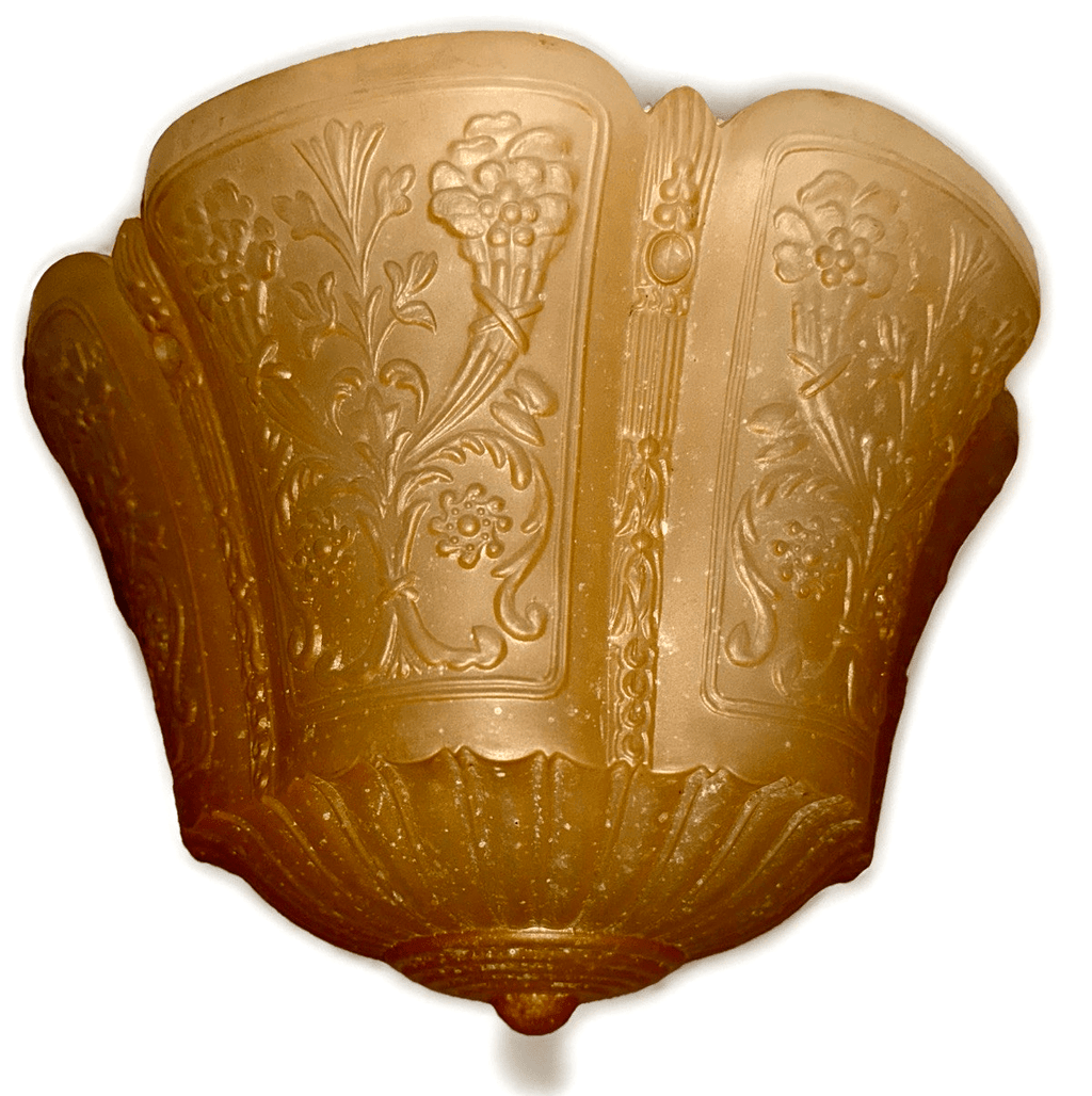 Art Deco Ceiling Light Shade Frosted Amber Glass 3 Chain Antique Chandelier - AntiquesEtceteraArt Deco Ceiling Light Shade Frosted Amber Glass 3 Chain Antique ChandelierAntiquesEtceteraAntiquesEtcetera