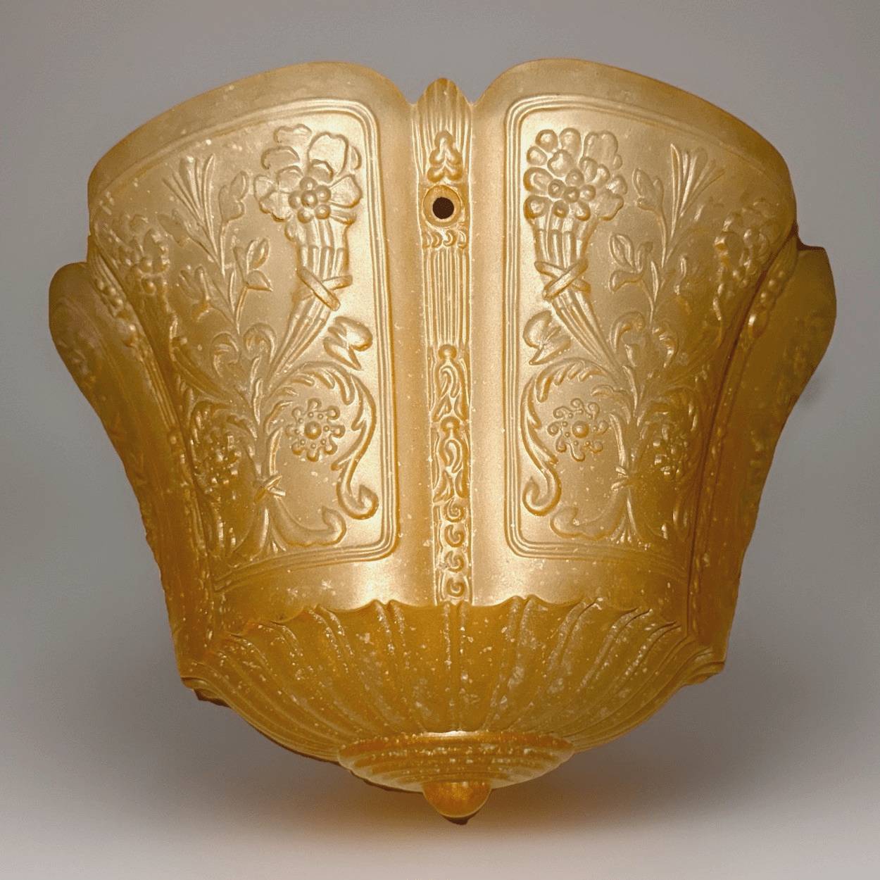 Art Deco Ceiling Light Shade Frosted Amber Glass 3 Chain Antique Chandelier - AntiquesEtceteraArt Deco Ceiling Light Shade Frosted Amber Glass 3 Chain Antique ChandelierAntiquesEtceteraAntiquesEtcetera