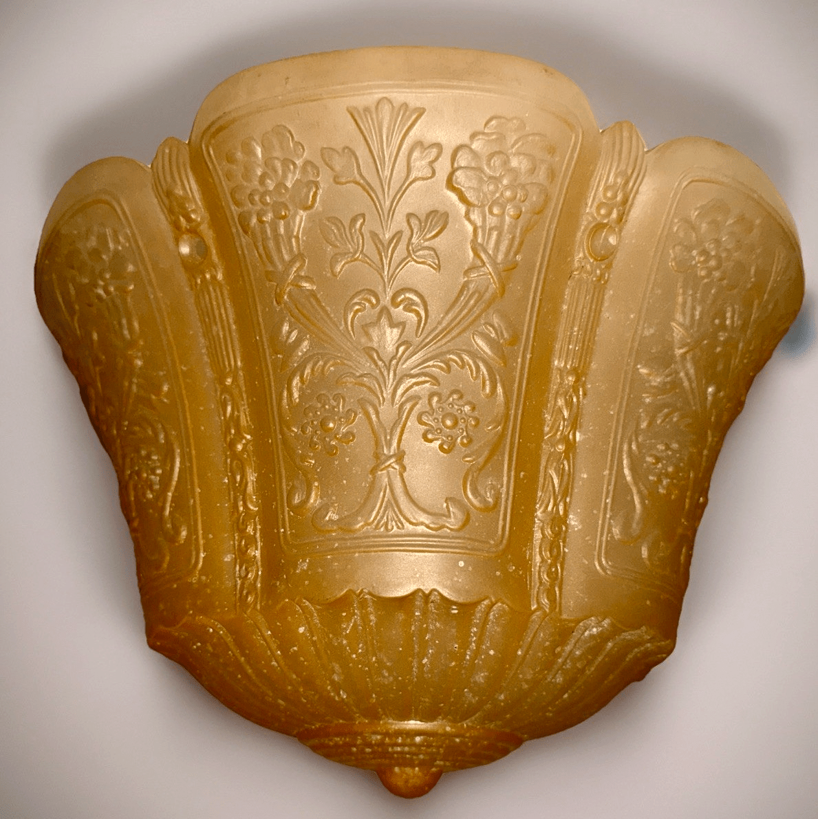 Art Deco Ceiling Light Shade Frosted Amber Glass 3 Chain Antique Chandelier - AntiquesEtceteraArt Deco Ceiling Light Shade Frosted Amber Glass 3 Chain Antique ChandelierAntiquesEtceteraAntiquesEtcetera