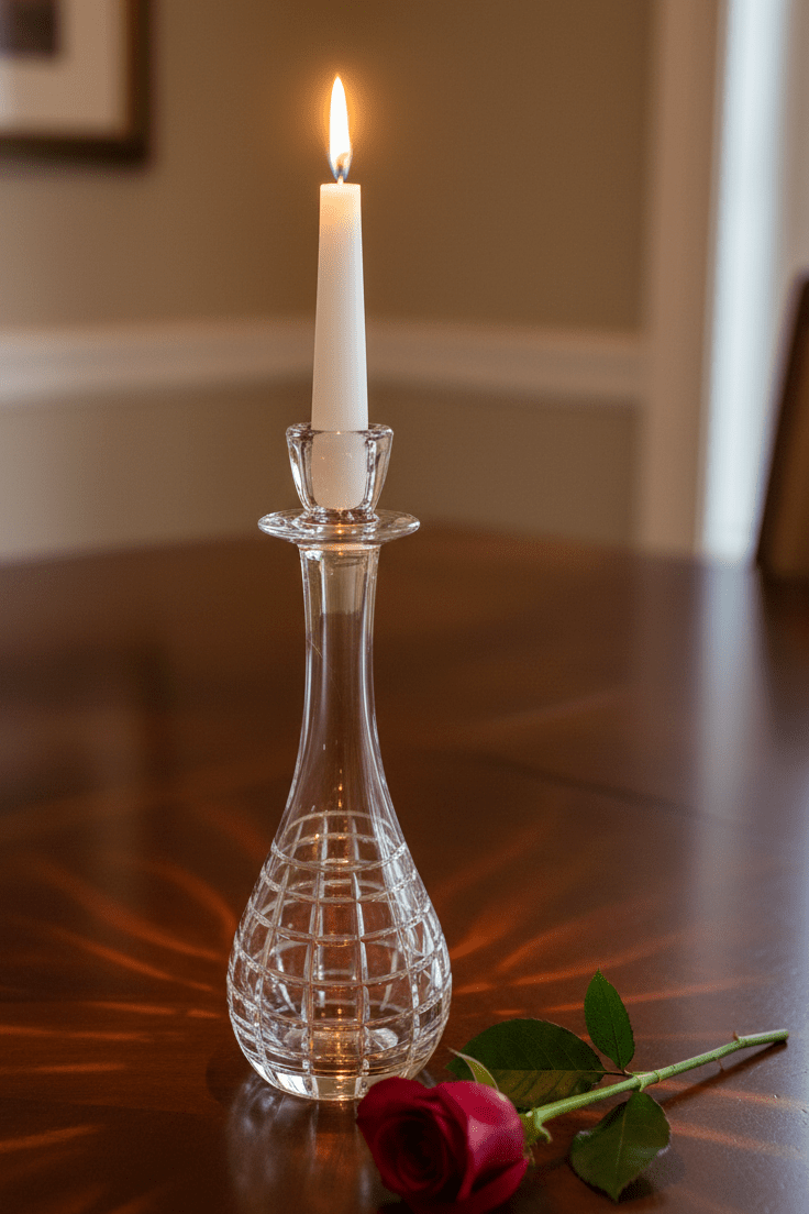 Art Glass Candle Holder Hand Blown Cut Candlestick Mark Bickers Artist Signed UK - AntiquesEtceteraArt Glass Candle Holder Hand Blown Cut Candlestick Mark Bickers Artist Signed UKMark BickersAntiquesEtcetera