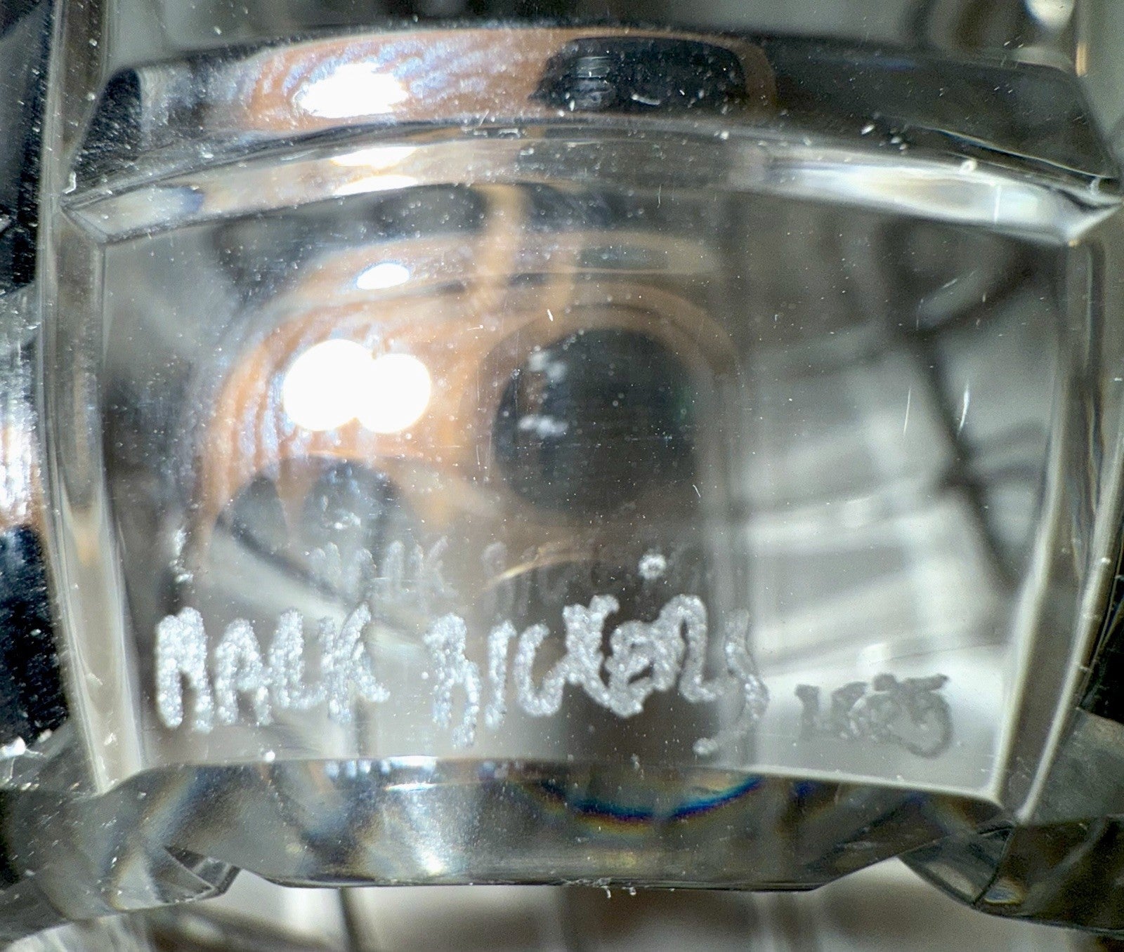 Art Glass Candle Holder Hand Blown Cut Candlestick Mark Bickers Artist Signed UK - AntiquesEtceteraArt Glass Candle Holder Hand Blown Cut Candlestick Mark Bickers Artist Signed UKMark BickersAntiquesEtcetera
