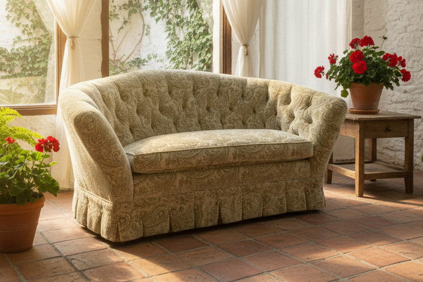 Baker Furniture for Laura Ashley Sofa Romantic Tufted English Country Highback - AntiquesEtceteraBaker Furniture for Laura Ashley Sofa Romantic Tufted English Country HighbackBakerAntiquesEtcetera