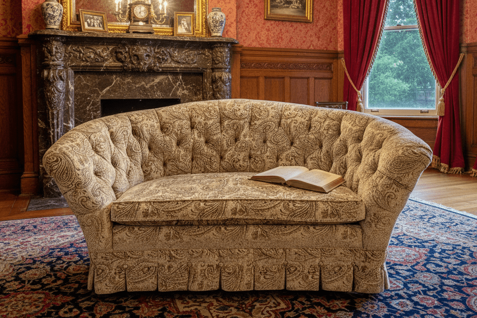Baker Furniture for Laura Ashley Sofa Romantic Tufted English Country Highback - AntiquesEtceteraBaker Furniture for Laura Ashley Sofa Romantic Tufted English Country HighbackBakerAntiquesEtcetera