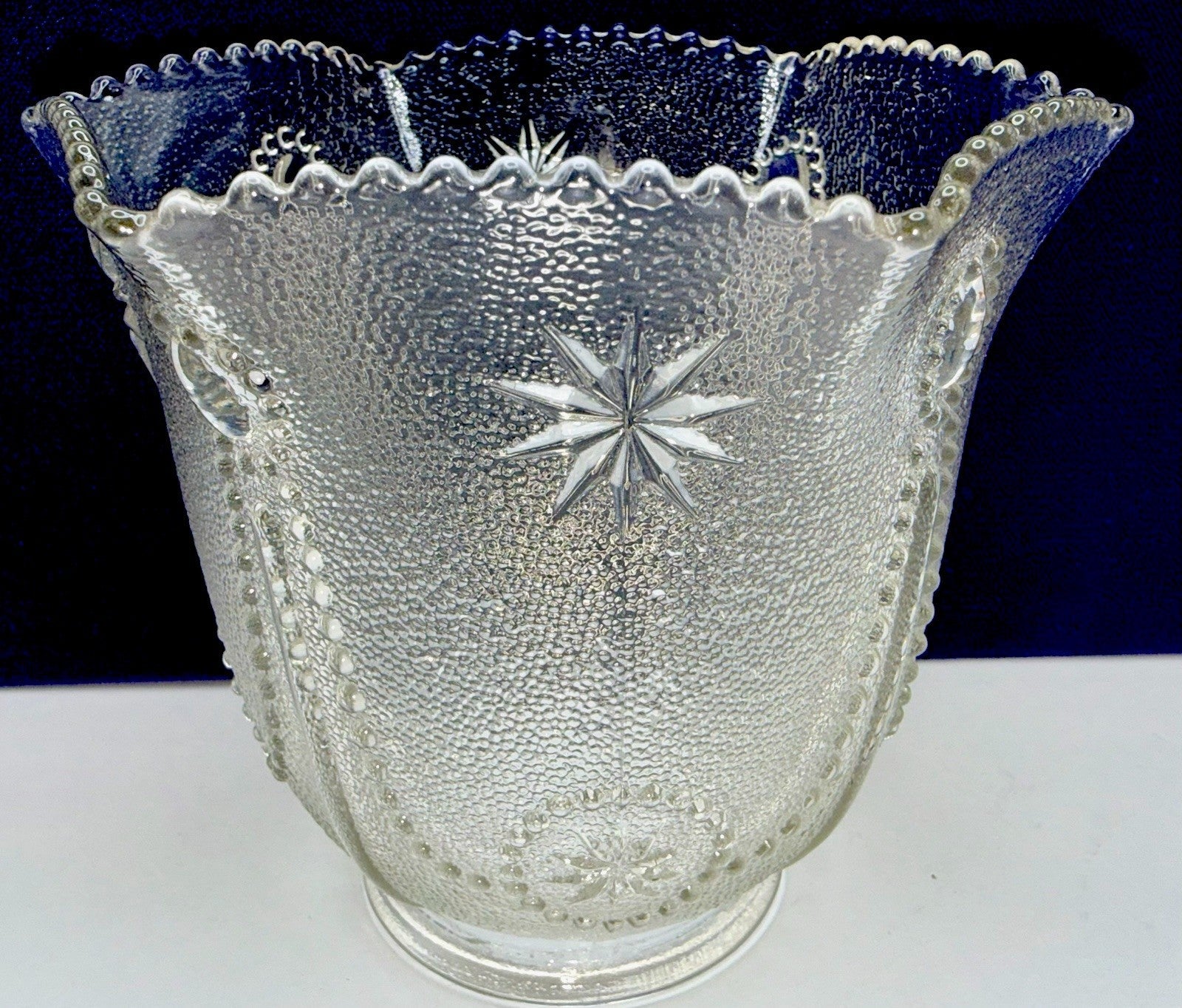 Beaded Moon & Stars Lamp Shade Northwood Stippled Glass for 2 1/4" Fitter - AntiquesEtceteraBeaded Moon & Stars Lamp Shade Northwood Stippled Glass for 2 1/4" FitterAntiqueAntiquesEtcetera