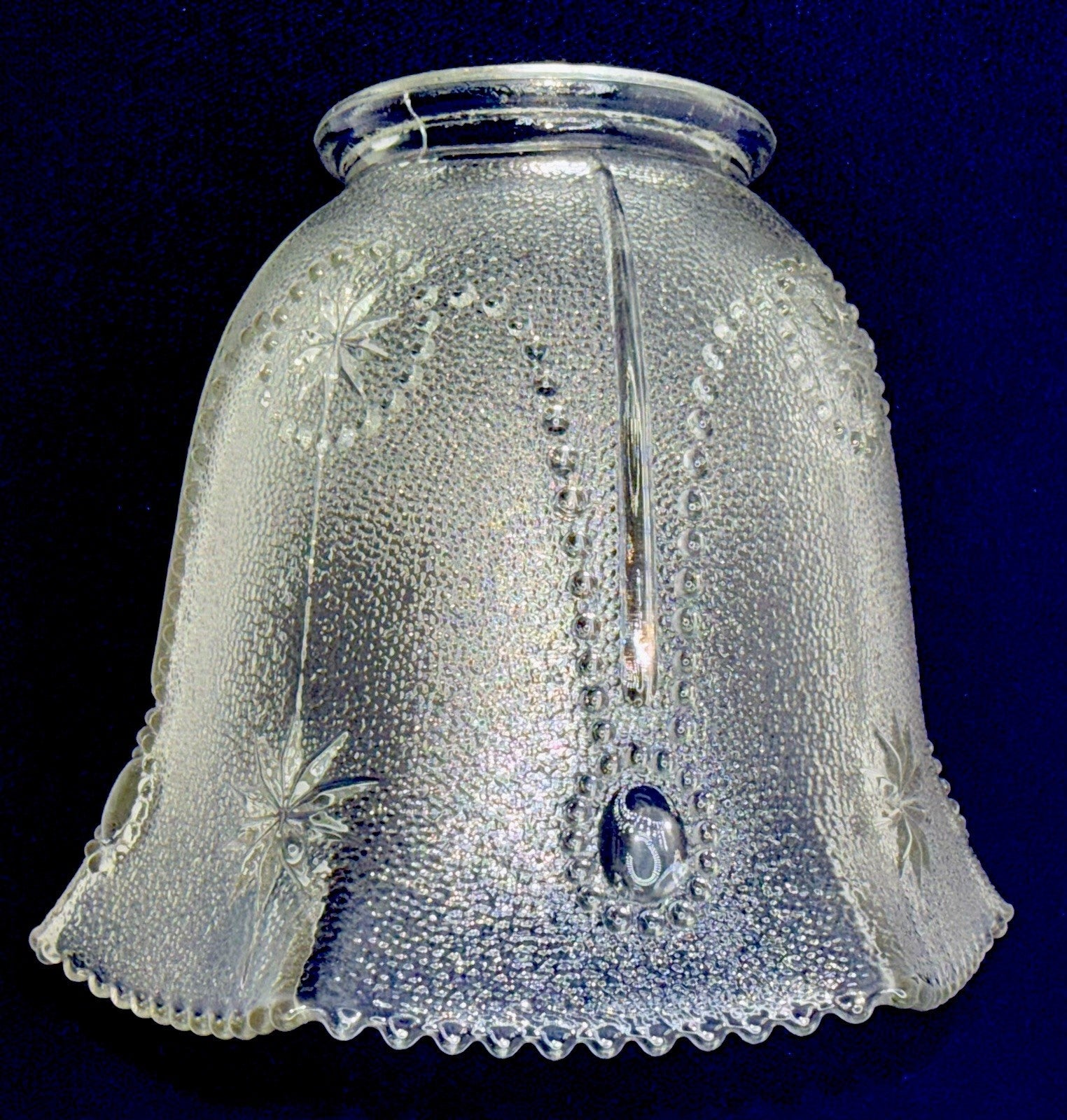 Beaded Moon & Stars Lamp Shade Northwood Stippled Glass for 2 1/4" Fitter - AntiquesEtceteraBeaded Moon & Stars Lamp Shade Northwood Stippled Glass for 2 1/4" FitterAntiqueAntiquesEtcetera