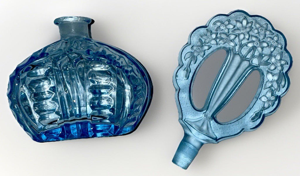 Blue Cut Glass Crystal Perfume Bottle w/ Victorian Floral Stopper Czechoslovakia - AntiquesEtceteraBlue Cut Glass Crystal Perfume Bottle w/ Victorian Floral Stopper CzechoslovakiaCzechoslovakiaAntiquesEtcetera
