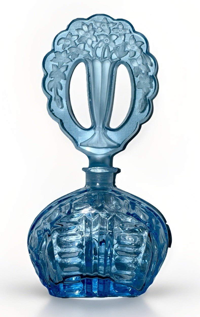 Blue Cut Glass Crystal Perfume Bottle w/ Victorian Floral Stopper Czechoslovakia - AntiquesEtceteraBlue Cut Glass Crystal Perfume Bottle w/ Victorian Floral Stopper CzechoslovakiaCzechoslovakiaAntiquesEtcetera