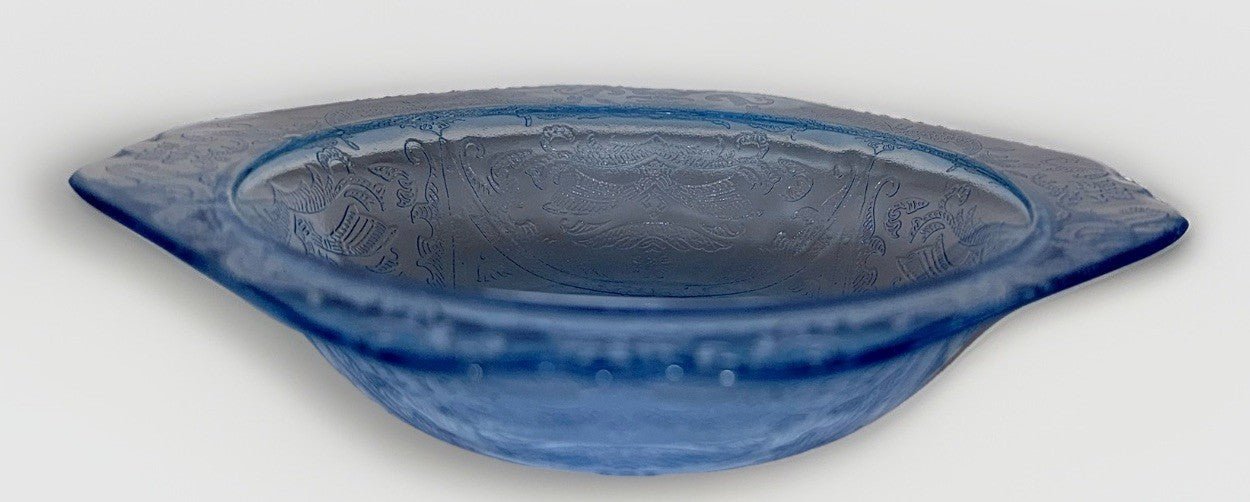 Blue Federal Depression Glass Soup Bowl Madrid Pattern Square Vintage Lovely - AntiquesEtceteraBlue Federal Depression Glass Soup Bowl Madrid Pattern Square Vintage LovelyFederal GlassAntiquesEtcetera