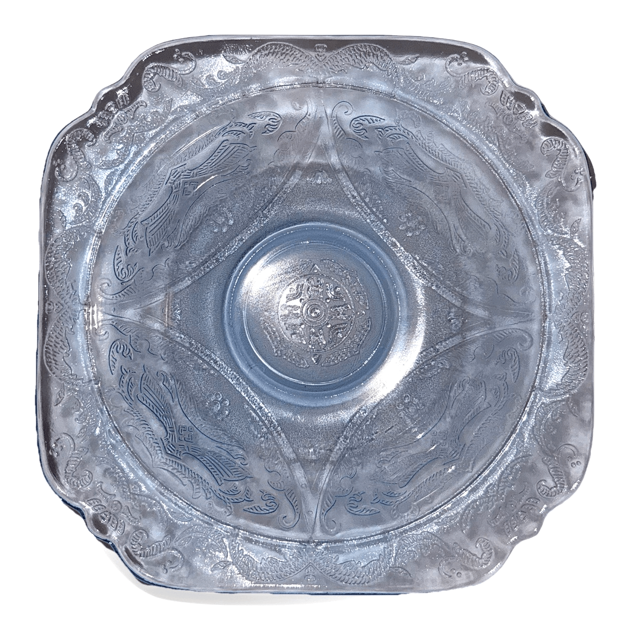 Blue Federal Depression Glass Soup Bowl Madrid Pattern Square Vintage Lovely - AntiquesEtceteraBlue Federal Depression Glass Soup Bowl Madrid Pattern Square Vintage LovelyFederal GlassAntiquesEtcetera