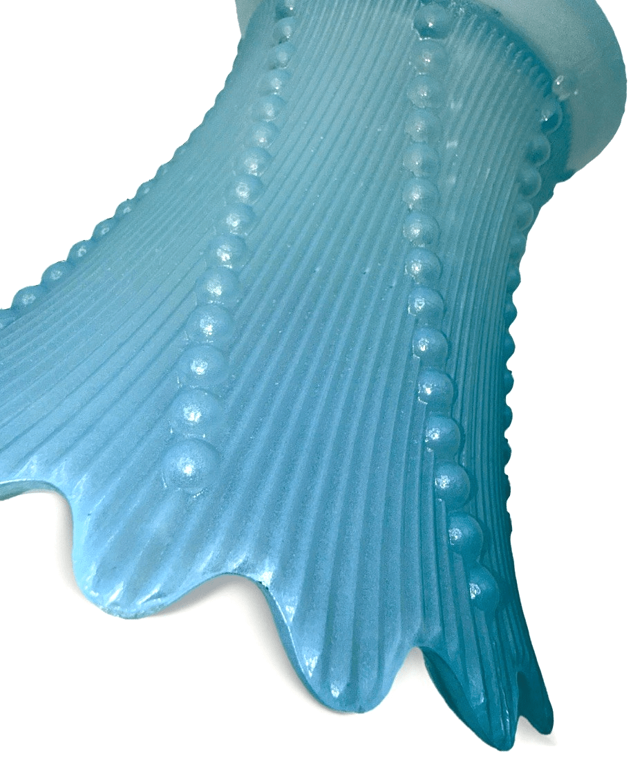 Blue Glass Electric Lamp Shade Dewdrops against Vertical Ribs 5.5" High - AntiquesEtceteraBlue Glass Electric Lamp Shade Dewdrops against Vertical Ribs 5.5" HighUnbrandedAntiquesEtcetera