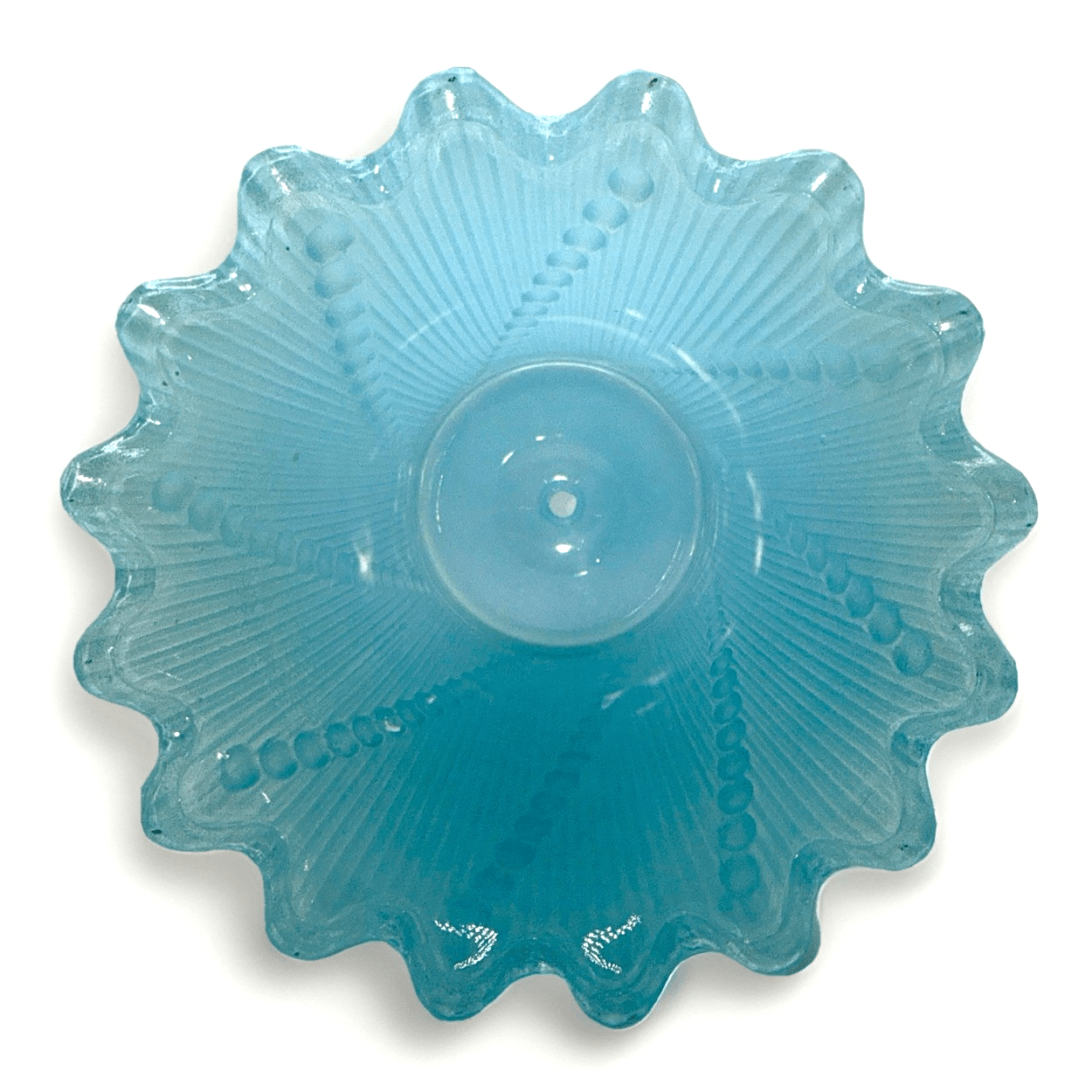 Blue Glass Electric Lamp Shade Dewdrops against Vertical Ribs 5.5" High - AntiquesEtceteraBlue Glass Electric Lamp Shade Dewdrops against Vertical Ribs 5.5" HighUnbrandedAntiquesEtcetera