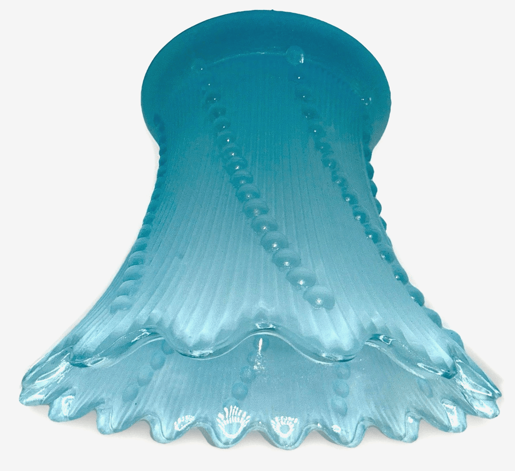Blue Glass Electric Lamp Shade Dewdrops against Vertical Ribs 5.5" High - AntiquesEtceteraBlue Glass Electric Lamp Shade Dewdrops against Vertical Ribs 5.5" HighUnbrandedAntiquesEtcetera
