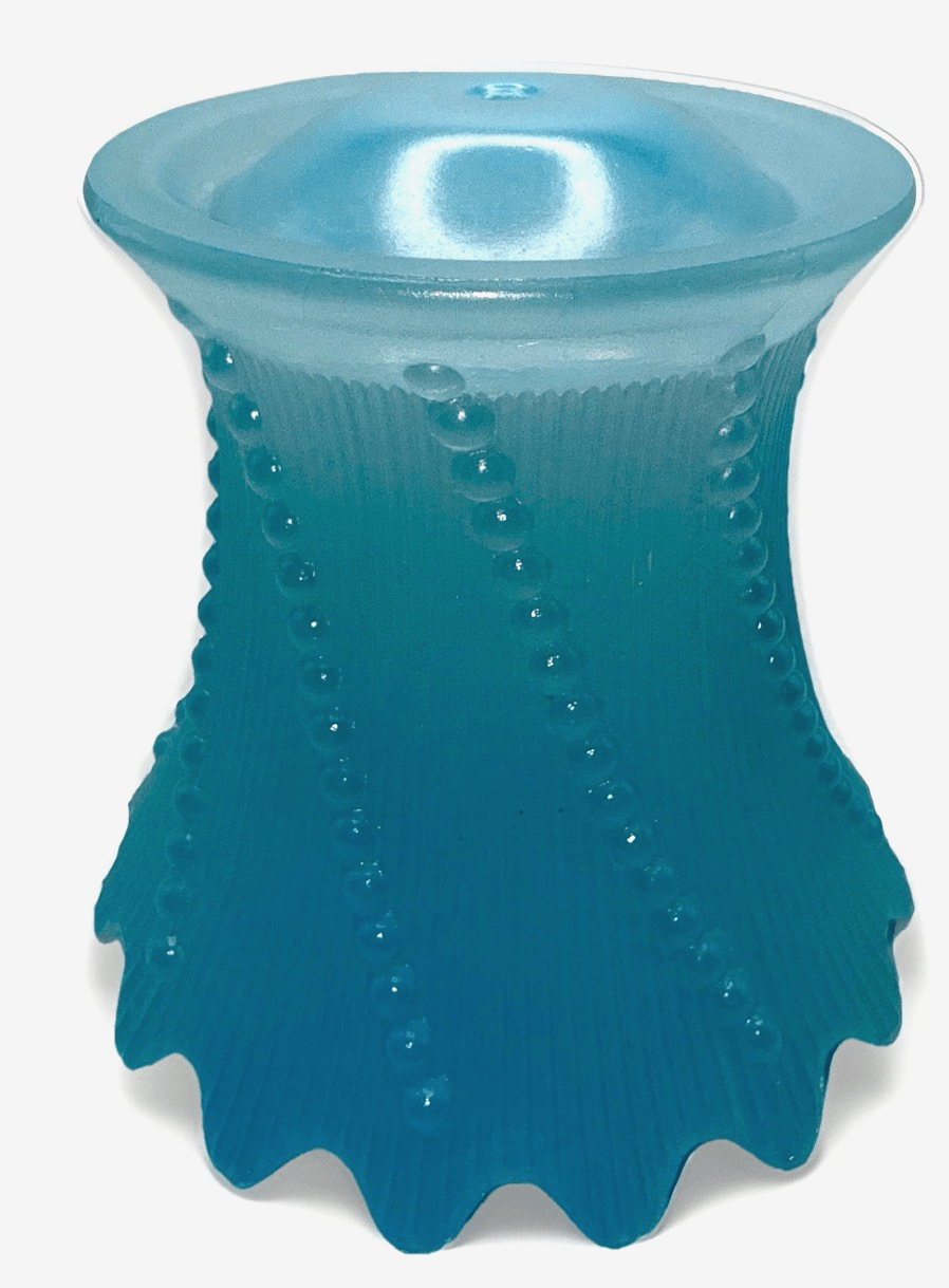 Blue Glass Electric Lamp Shade Dewdrops against Vertical Ribs 5.5" High - AntiquesEtceteraBlue Glass Electric Lamp Shade Dewdrops against Vertical Ribs 5.5" HighUnbrandedAntiquesEtcetera