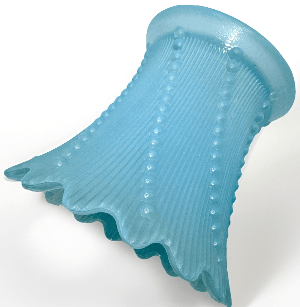 Blue Glass Electric Lamp Shade Dewdrops against Vertical Ribs 5.5" High - AntiquesEtceteraBlue Glass Electric Lamp Shade Dewdrops against Vertical Ribs 5.5" HighUnbrandedAntiquesEtcetera