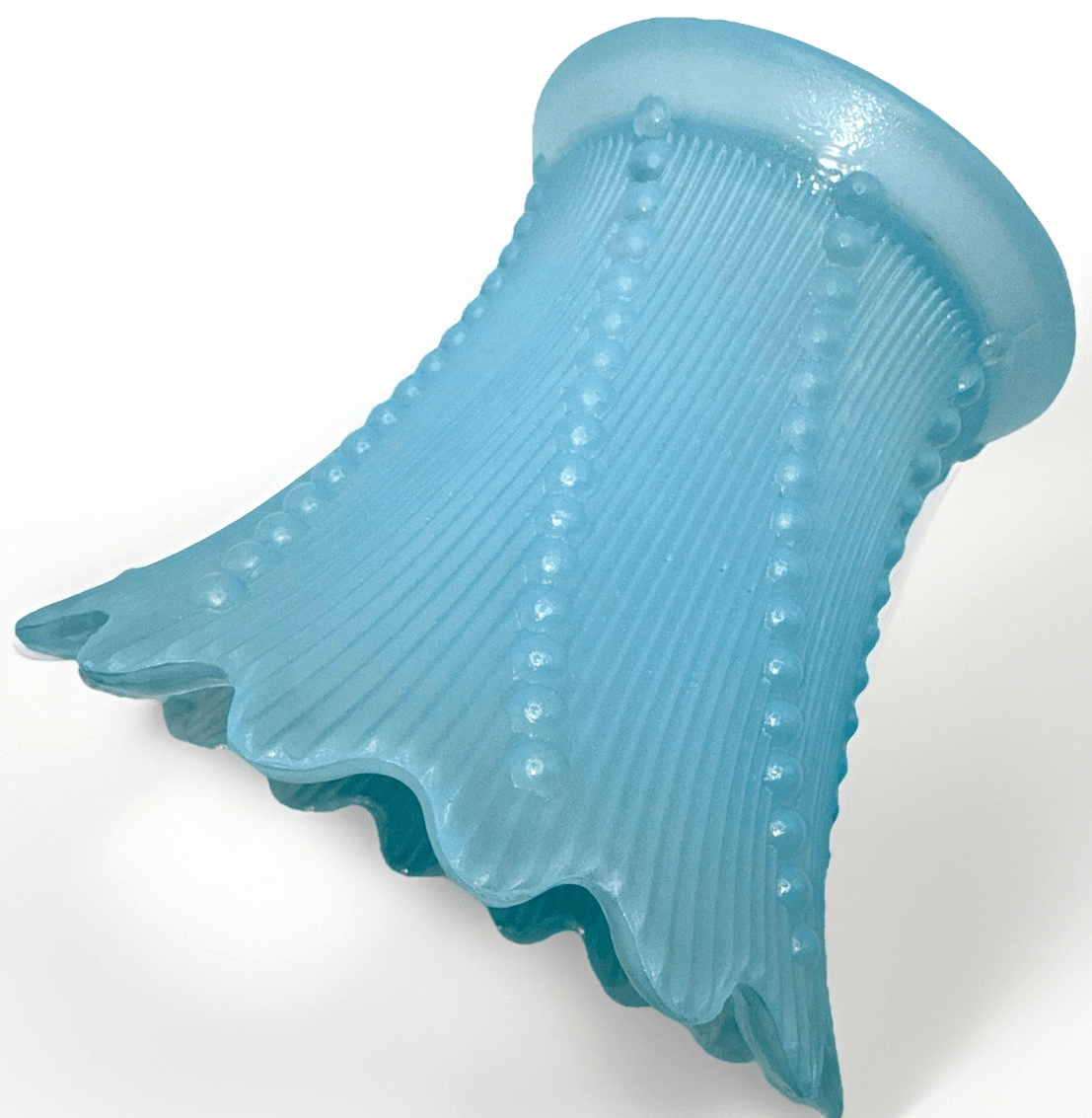 Blue Glass Electric Lamp Shade Dewdrops against Vertical Ribs 5.5" High - AntiquesEtceteraBlue Glass Electric Lamp Shade Dewdrops against Vertical Ribs 5.5" HighUnbrandedAntiquesEtcetera