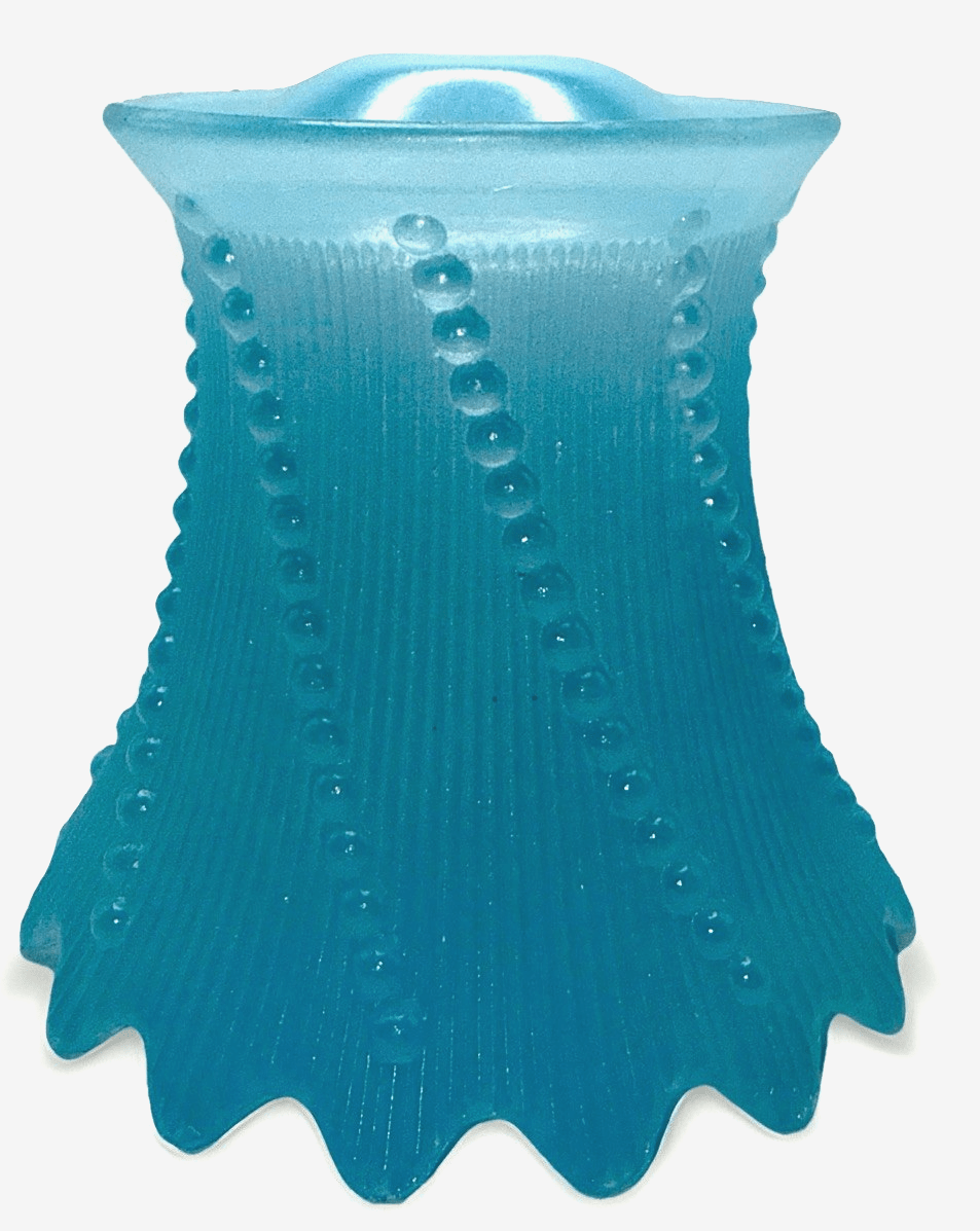 Blue Glass Electric Lamp Shade Dewdrops against Vertical Ribs 5.5" High - AntiquesEtceteraBlue Glass Electric Lamp Shade Dewdrops against Vertical Ribs 5.5" HighUnbrandedAntiquesEtcetera