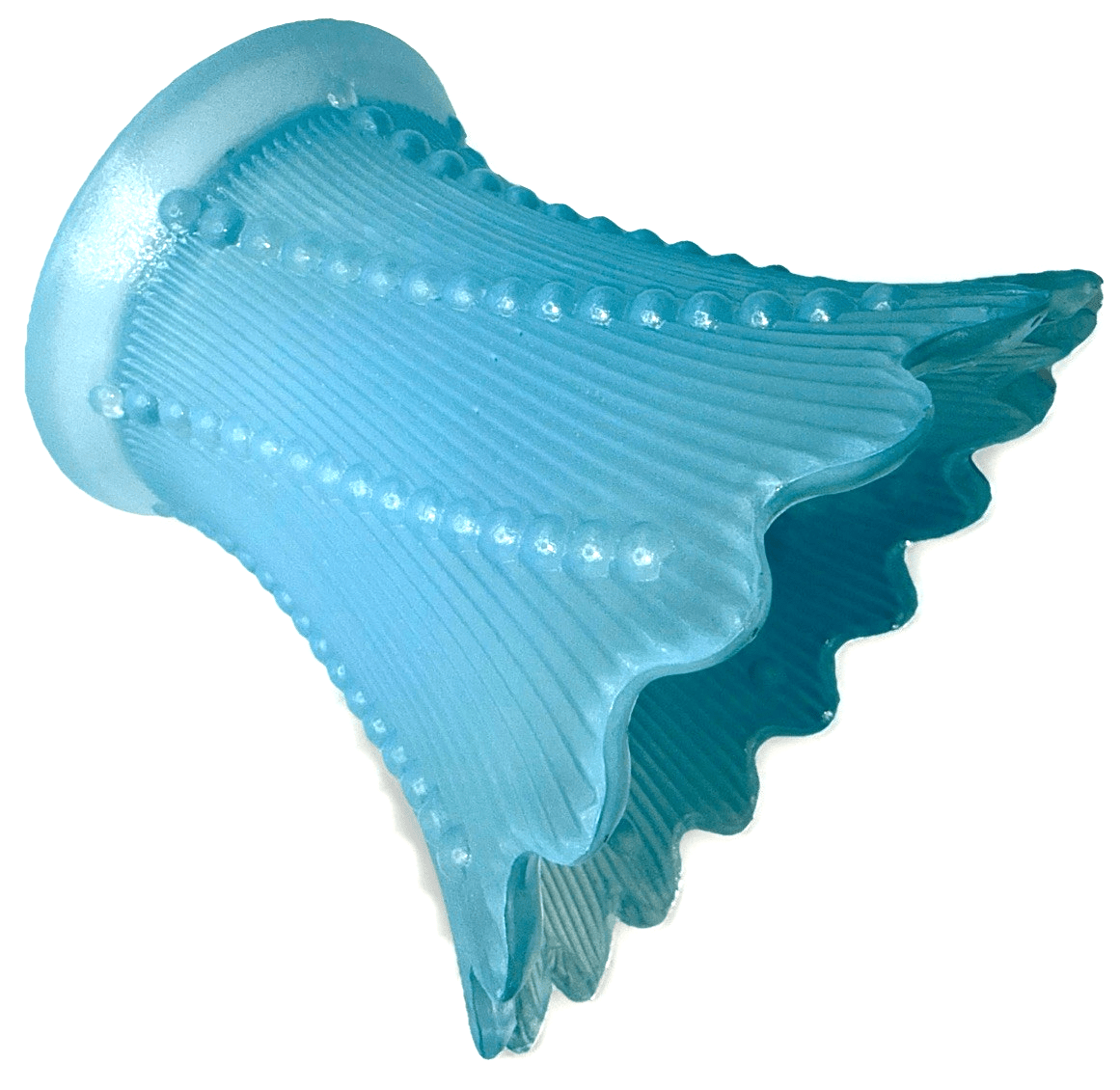 Blue Glass Electric Lamp Shade Dewdrops against Vertical Ribs 5.5" High - AntiquesEtceteraBlue Glass Electric Lamp Shade Dewdrops against Vertical Ribs 5.5" HighUnbrandedAntiquesEtcetera
