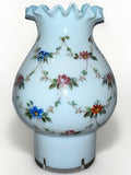 Blue Glass Vented Oil Lamp Chimney Antique Hand Painted Floral Accordion Rim - AntiquesEtceteraBlue Glass Vented Oil Lamp Chimney Antique Hand Painted Floral Accordion RimAntiqueAntiquesEtcetera
