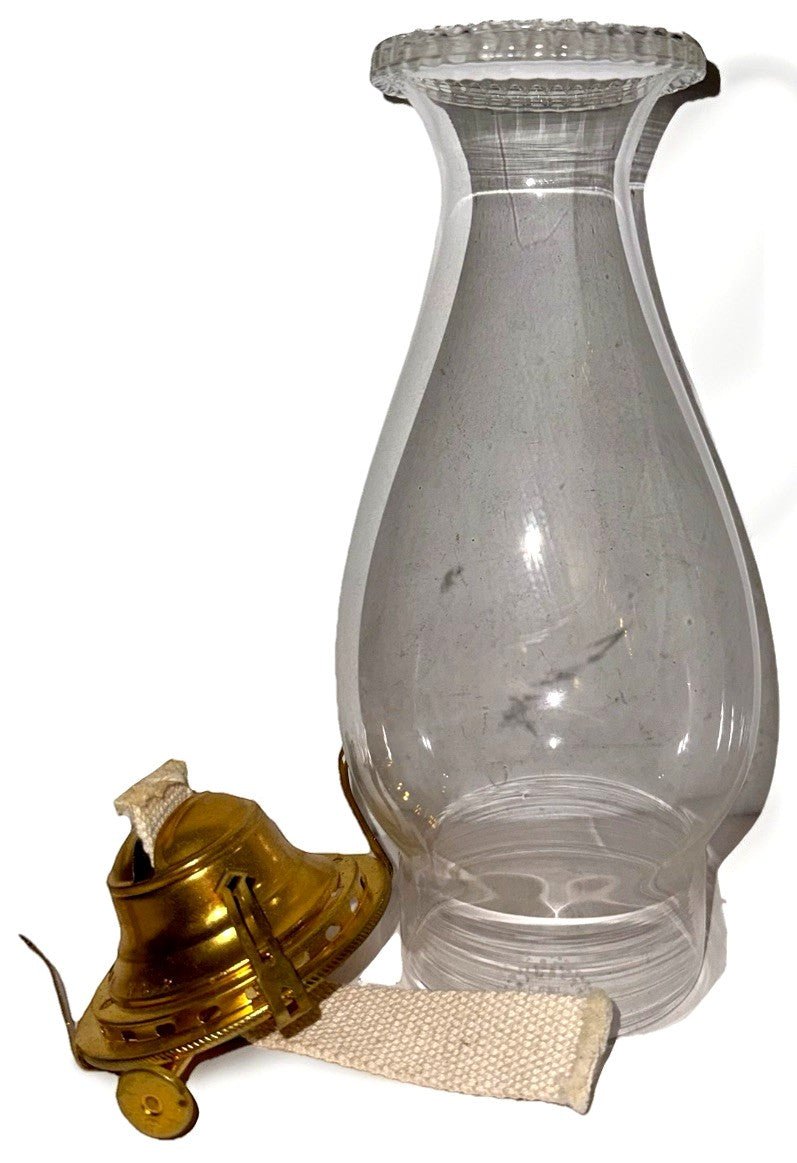 B&P No. 2 Brass Kerosene Oil Lamp Burner Queen Anne w/ Pearl Top Glass Chimney - AntiquesEtceteraB&P No. 2 Brass Kerosene Oil Lamp Burner Queen Anne w/ Pearl Top Glass ChimneyB&P LightingAntiquesEtcetera