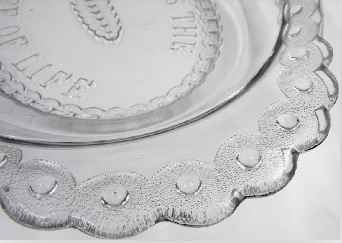 Antique Bread is the Staff of Life Serving Plate Platter EAPG Glass "Jewel Band"