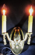 Candelabra Wall Sconce Cast Brass 2 Arm Electrified Antique Art Deco Tassels - AntiquesEtceteraCandelabra Wall Sconce Cast Brass 2 Arm Electrified Antique Art Deco TasselsAntiquesEtceteraAntiquesEtcetera
