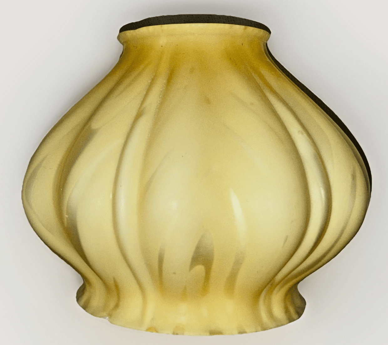 Cased Yellow Art Glass Lamp Shade with Satin Ribbons Throughout 2 1/4" Fitter - AntiquesEtceteraCased Yellow Art Glass Lamp Shade with Satin Ribbons Throughout 2 1/4" FitterUnbrandedAntiquesEtcetera