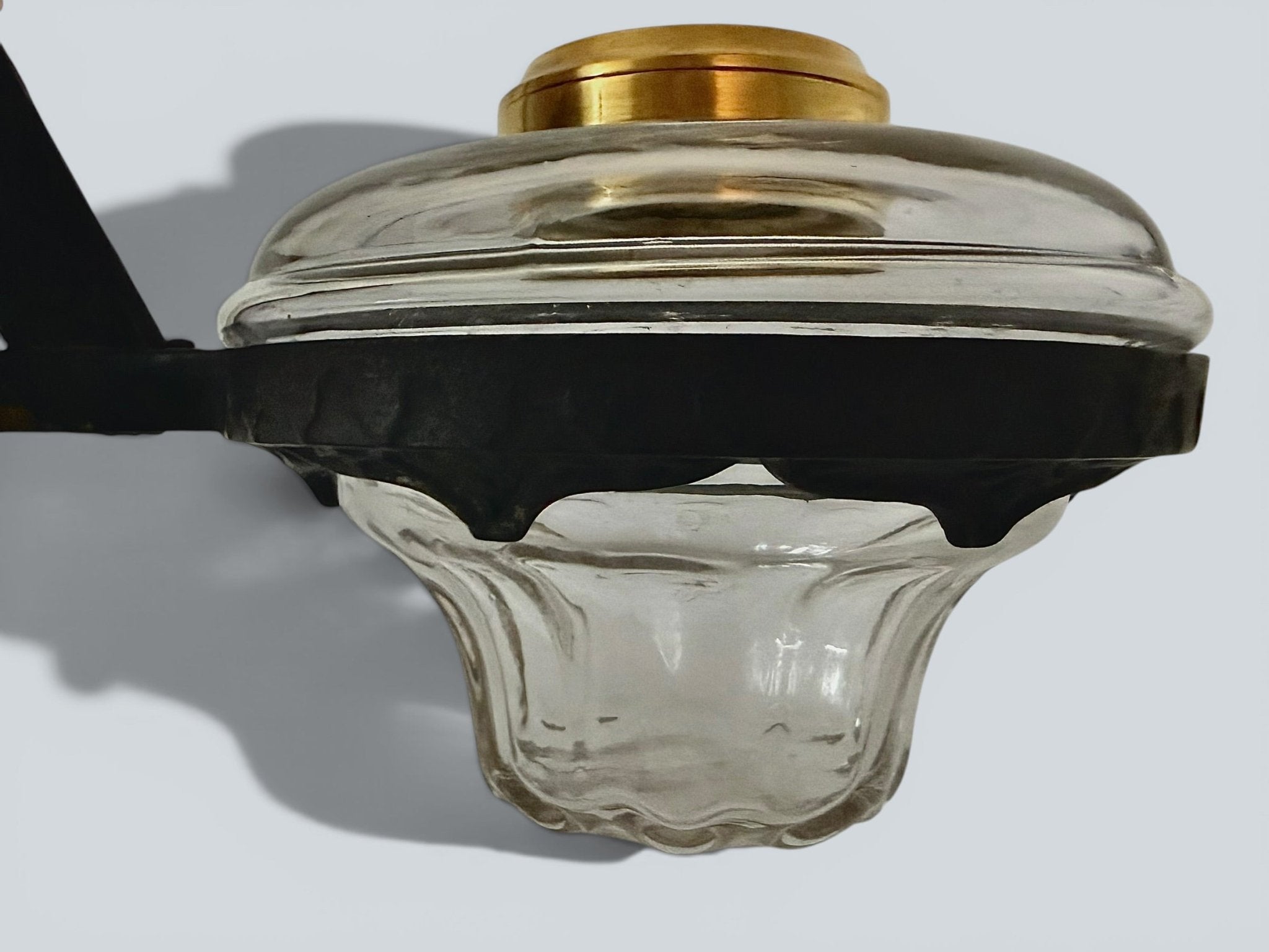 Cast Iron Oil Lamp Wall Bracket with Basket Lamp FontAntiquesEtcetera