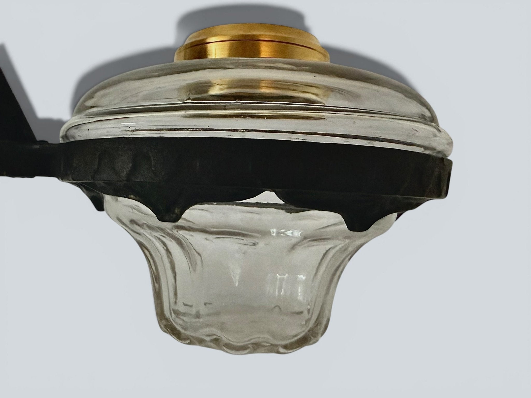Cast Iron Oil Lamp Wall Bracket with Basket Lamp FontAntiquesEtcetera