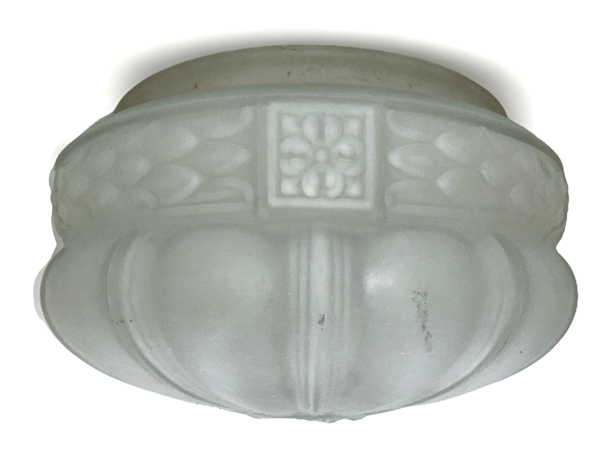 Chandelier Center Shade Victorian Acanthus Leaf Translucent Satin Glass Antique - AntiquesEtceteraChandelier Center Shade Victorian Acanthus Leaf Translucent Satin Glass AntiqueAntiqueAntiquesEtcetera