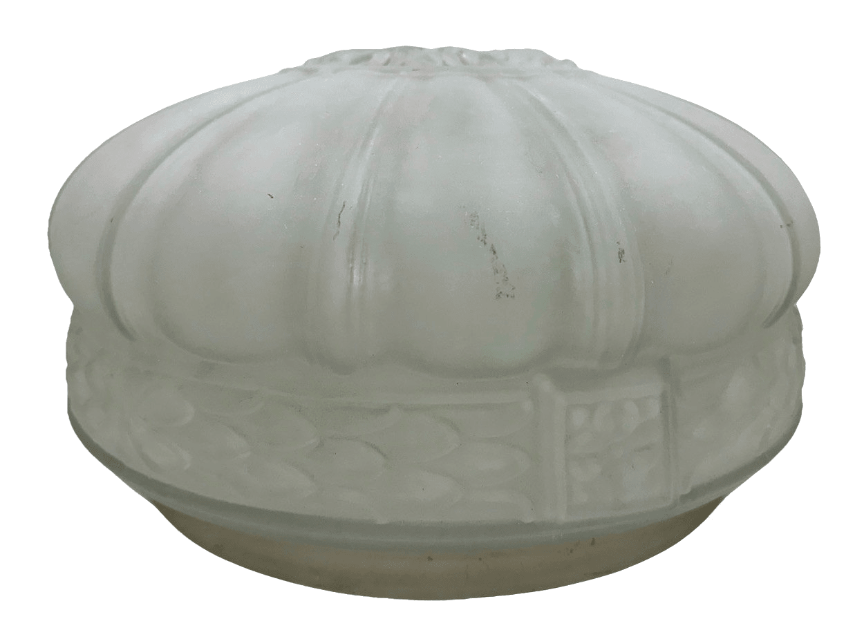 Chandelier Center Shade Victorian Acanthus Leaf Translucent Satin Glass Antique - AntiquesEtceteraChandelier Center Shade Victorian Acanthus Leaf Translucent Satin Glass AntiqueAntiqueAntiquesEtcetera