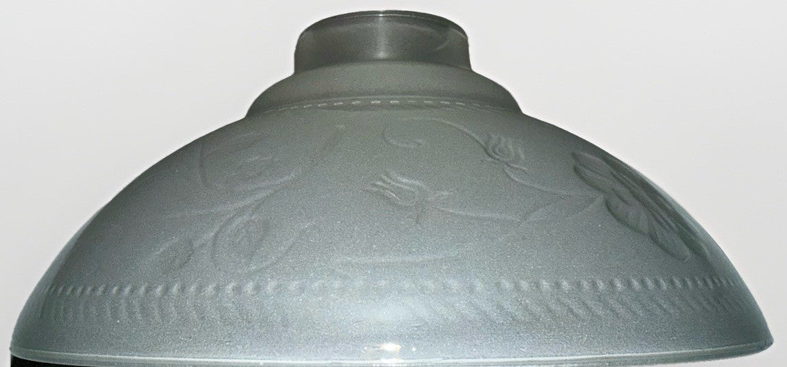 Chandelier Lamp Shade Reverse Frosted Glass with Floral Imprint 1 5/8" Fitter - AntiquesEtceteraChandelier Lamp Shade Reverse Frosted Glass with Floral Imprint 1 5/8" FitterAntiqueAntiquesEtcetera