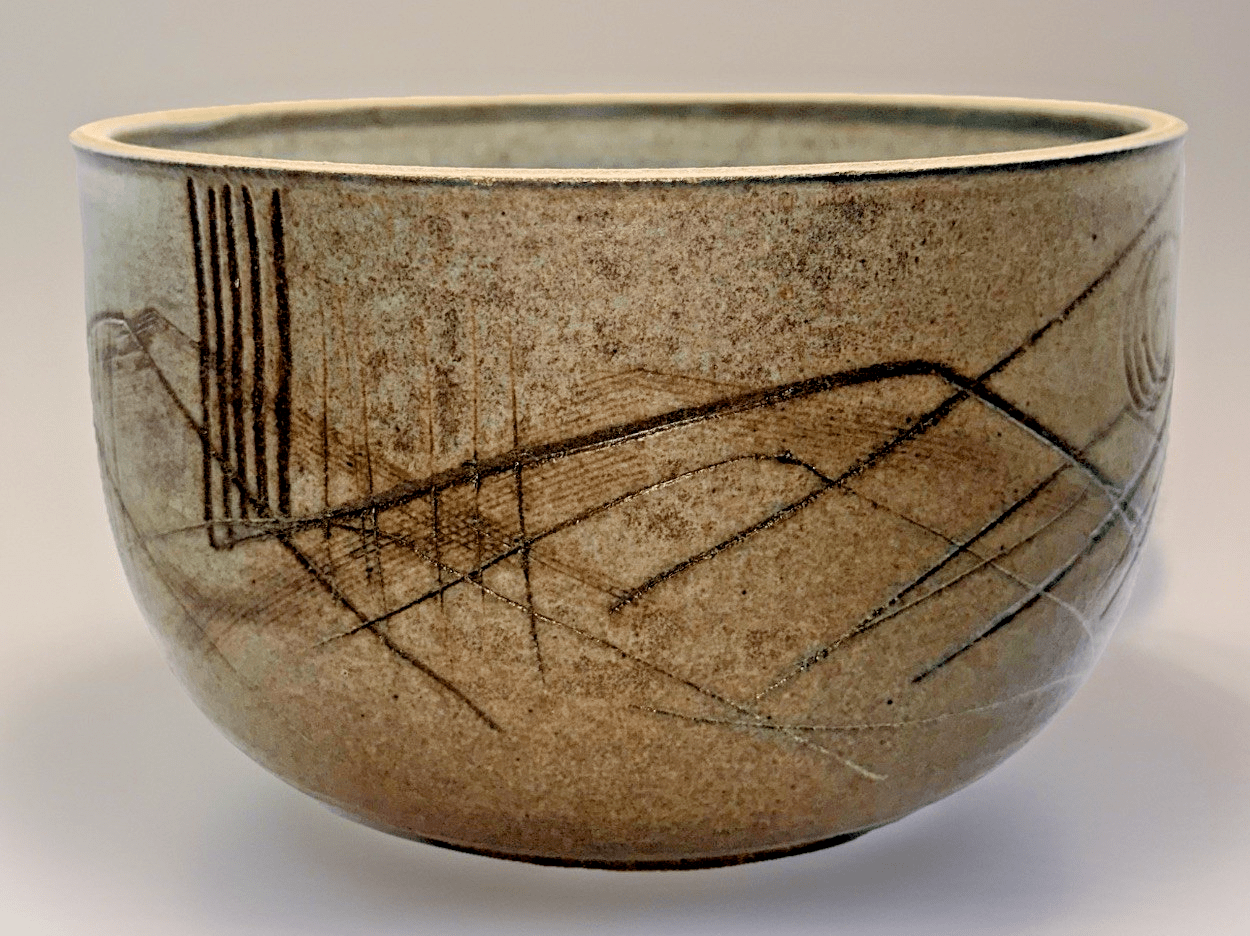Charles Counts Personally Signed Sgraffito Stoneware Bowl 10" Diam. Earthy Matte - AntiquesEtceteraCharles Counts Personally Signed Sgraffito Stoneware Bowl 10" Diam. Earthy MattePotteryAntiquesEtceteraAntiquesEtcetera