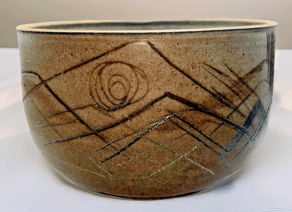 Charles Counts Personally Signed Sgraffito Stoneware Bowl 10" Diam. Earthy Matte - AntiquesEtceteraCharles Counts Personally Signed Sgraffito Stoneware Bowl 10" Diam. Earthy MattePotteryAntiquesEtceteraAntiquesEtcetera