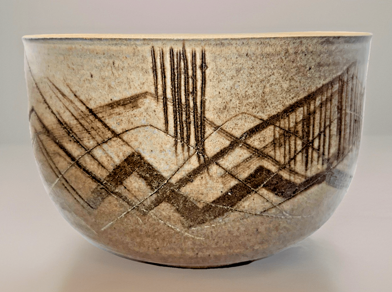 Charles Counts Personally Signed Sgraffito Stoneware Bowl 10" Diam. Earthy Matte - AntiquesEtceteraCharles Counts Personally Signed Sgraffito Stoneware Bowl 10" Diam. Earthy MattePotteryAntiquesEtceteraAntiquesEtcetera