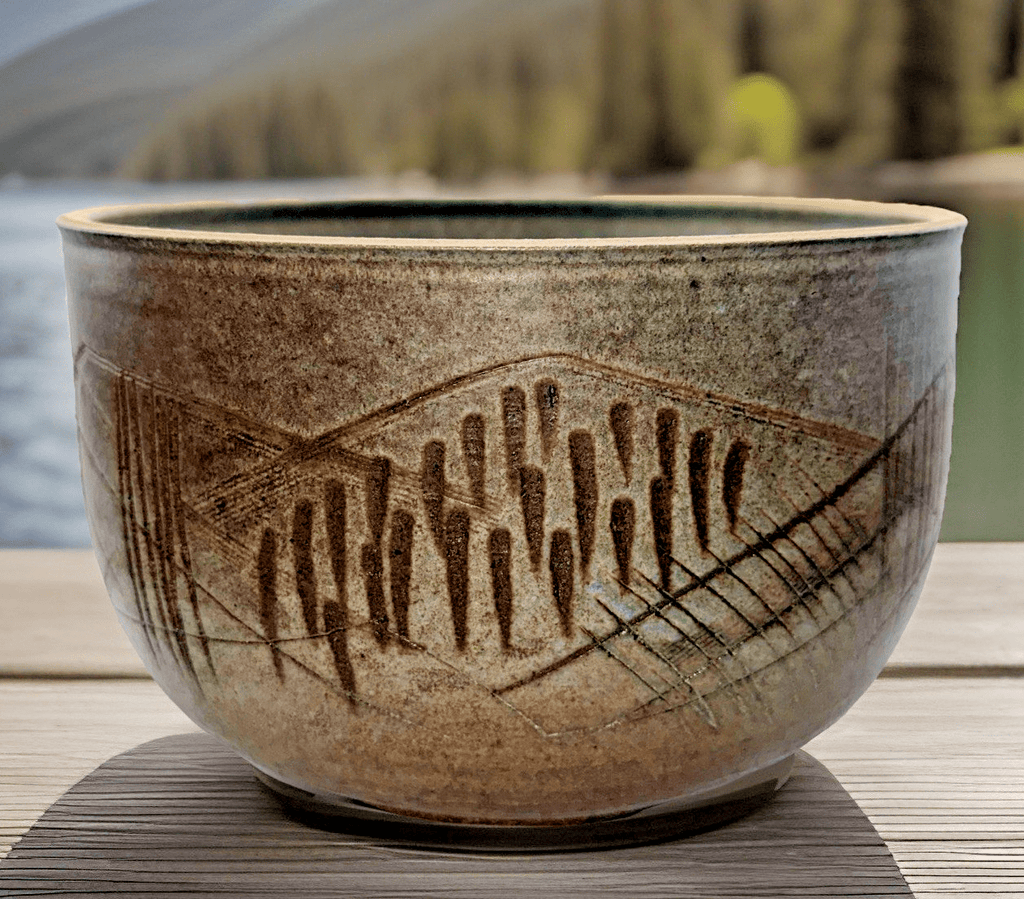 Charles Counts Personally Signed Sgraffito Stoneware Bowl 10" Diam. Earthy Matte - AntiquesEtceteraCharles Counts Personally Signed Sgraffito Stoneware Bowl 10" Diam. Earthy MattePotteryAntiquesEtceteraAntiquesEtcetera