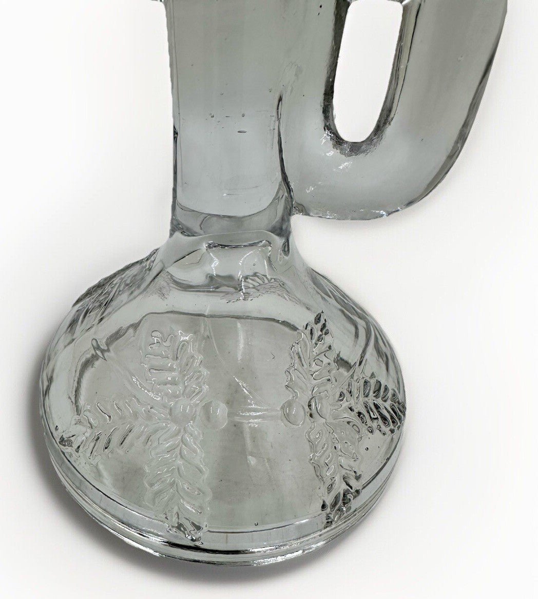 Clear Glass Christmas Candlestick Trumpet Bugle Figural w/ Holly Evergreen Sprig - AntiquesEtceteraClear Glass Christmas Candlestick Trumpet Bugle Figural w/ Holly Evergreen SprigUnmarkedAntiquesEtcetera