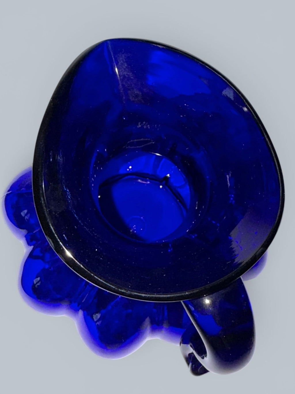 Clevenger Brothers Cobalt Blue Glass Pitcher 6.5" Melon Shape Applied HandleAntiquesEtcetera