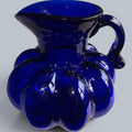 Clevenger Brothers Cobalt Blue Glass Pitcher 6.5" Melon Shape Applied HandleAntiquesEtcetera