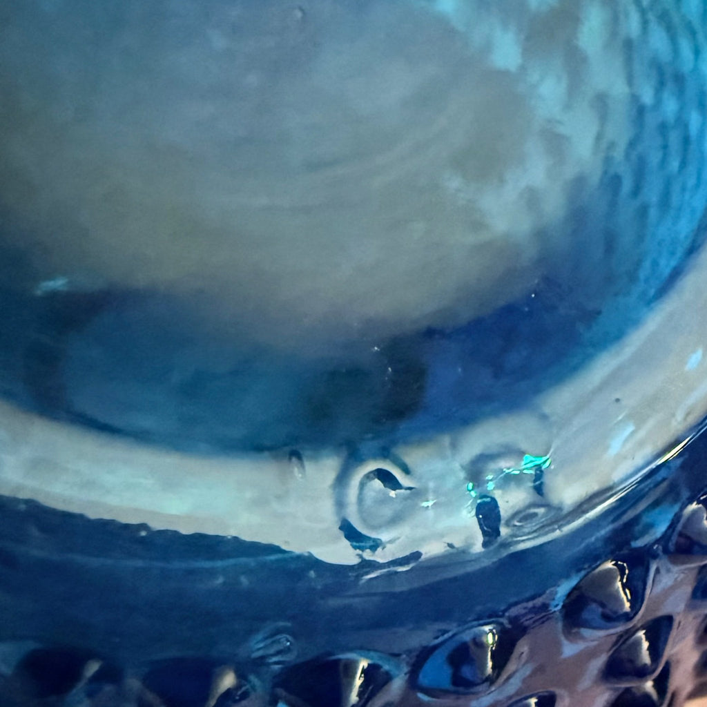 Clevenger Brothers Hobnail Glass Pitcher Electric Blue Glass with Applied HandleAntiquesEtcetera